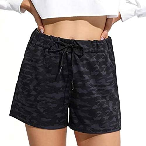 Shorts para mulheres Casual Summer Plus Tamanho da cintura elástica Relaxada Surquits folgados Bandeira