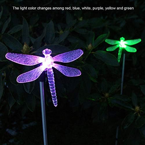 FDIT 2pcs/set exclusivo Dragonfly Shape LED LEAT Light Park Solar Parque Luz Luz da Luminária Cor