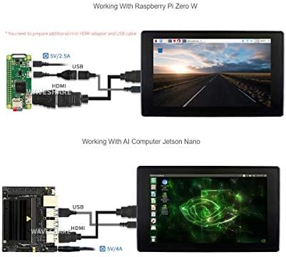 WaveShare 7inch HDMI LCD 1024X600 para Raspberry Pi IPS Display Capacition Touch Screen Monitor