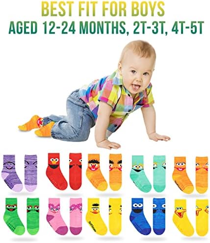 Acessório Supply Sesame Street Socks, meias de garra para crianças, meias para crianças com garras,