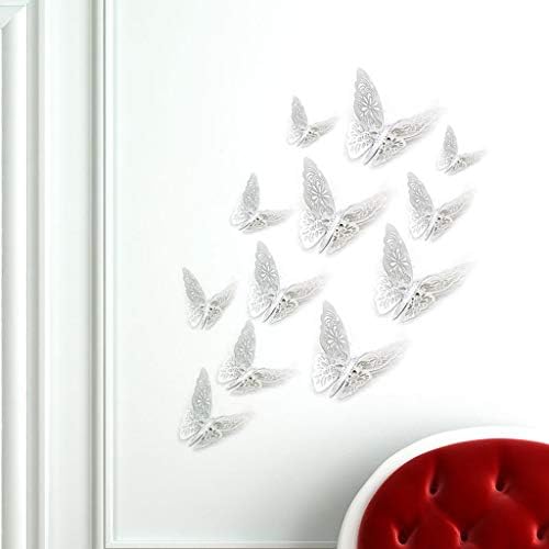 Jchen Valentine Gift 12pcs 3d Luxo Gold Butterfly Shaped Wall Sticker - 3D Decoração de borboletas