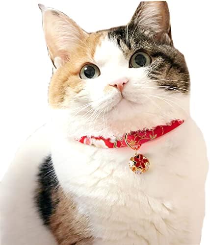 Colar de gato breakaway com bell e encantos de estilo japonês fofo colar de gato de gato rápido colar de fivela