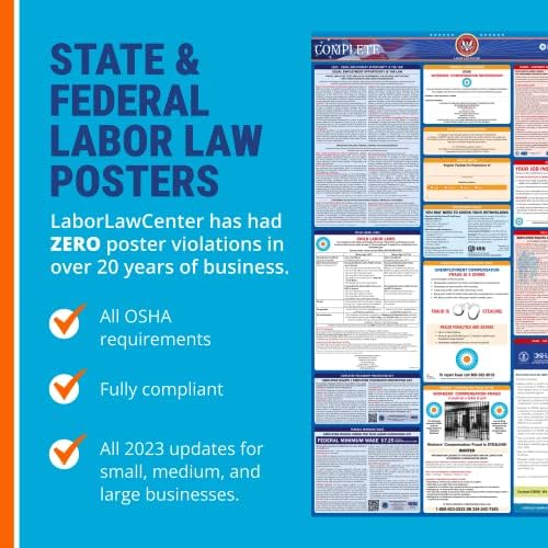 Atualizado 2023 Poster da Lei do Trabalho Estadual e Federal de Indiana- Inclui atualizações atuais de