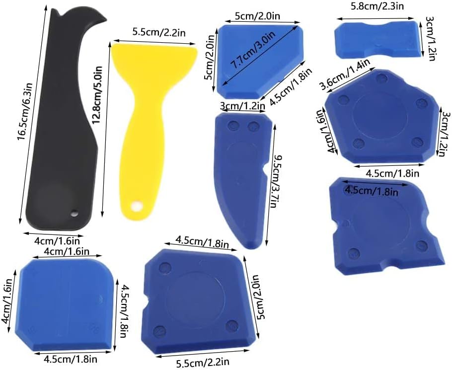 Buzika 9pcs/conjunto de silicone raspador de vidro de silicone Removedor de rejunte Janela piso de calafetar kit