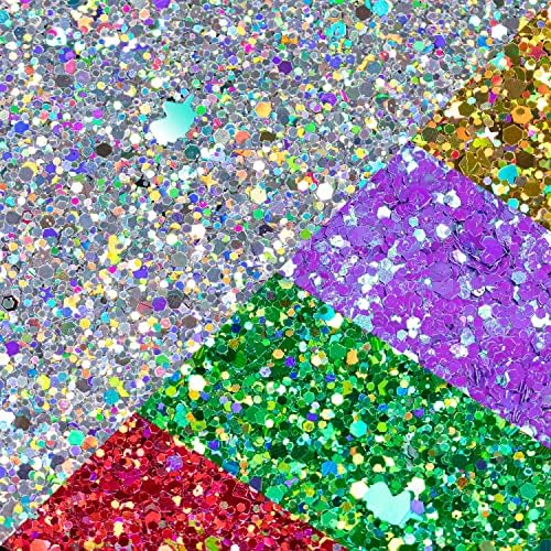 Glitter holográfico Glitter 50g Prata+8g*4 Glitter corporal com moldes de várias formas Gold+Purple Magic+Vermelho+Verde