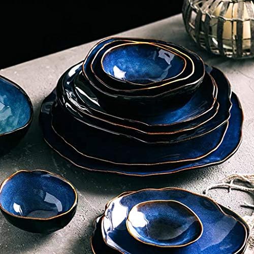 TJLSS 2/4 pessoas de mesa Definir Cerâmica de cor azul de cor de forma irregular para jantar de
