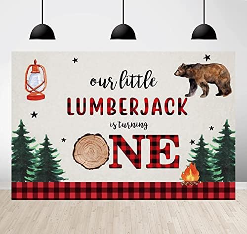 Lumberjack Wild One Birthday Birthday para meninos Red Black Buffalo xadrez da vida selvagem de 1º ano de aniversário