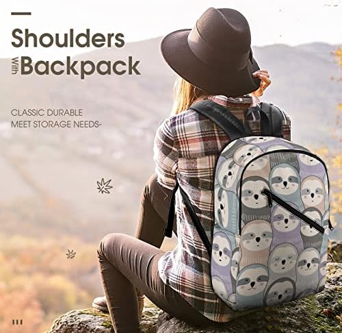 Preguiças fofas Viajar Backpack Prints Padrão Daypack Sacos de ombros casuais com compartimentos