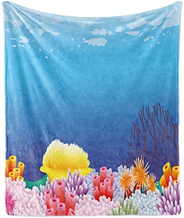 Cobertor de arremesso de aquário lunarable, composição botânica do tema das plantas subaquáticas com variedade