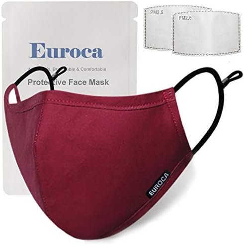 Máscaras de pano euroca 4 camadas laváveis ​​reutilizáveis ​​respiráveis ​​ajustáveis ​​com bolso de filtro para