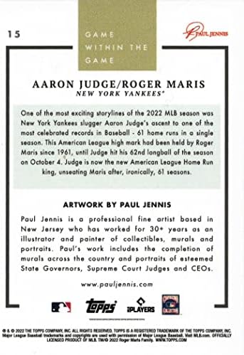 2022 Topps Game dentro do jogo 15 Aaron Judge & Roger Maris Baseball Card - 62 home runs