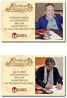 Val Kilmer, Warwick Davis autografou 1988 Willow 16x24 Poster de filme