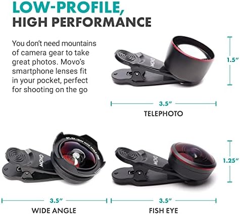 Kit de lente de câmera para smartphone movphone - Anexos de câmera de grande angular, telefoto, fisheye lente