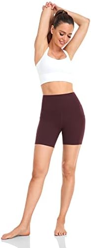 Heynuts Shorts de motociclistas essenciais com bolsos laterais para mulheres, shorts de ioga de compressão de