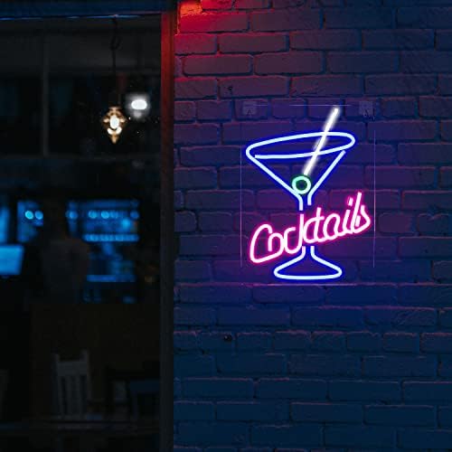 Coquetéis de neon signo de coquetel com coquetel em forma de neon sinal de luz martini sinais de néon de