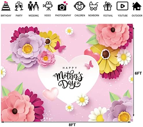 Ltlyh 8x6ft feliz dia das mães fotografia pano de fundo do dia das mães amor coração cenário do dia das mães