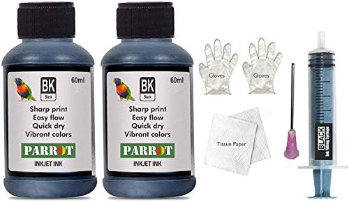 Kit de recarga de tinta de papagaio adequado para HP 21 27 56 74 92 94 96 98 99 818 901 Cartucho de tinta preta com tinta, ferramentas e instruções compatíveis com 120 ml