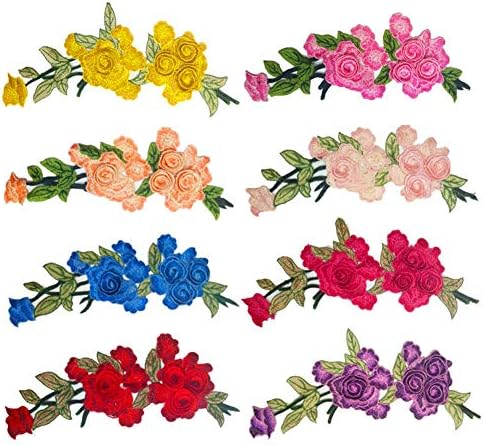 MSCFTFB 4 peças 3d Long Rose Flower Bordeded Patchsew On Patches Appliques Costure Crafts Kit para roupas