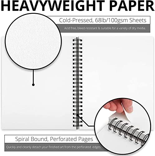 Norberg & Linden Sketch Pap 2 Pack - 9x12 Papel de peso pesado premium para obras de arte - textura ideal para