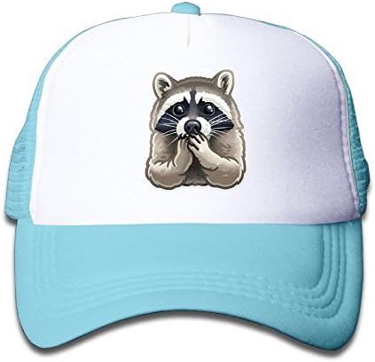 SFT Kid's Raccoon Photo Sticker Trucker Baseball Cap ajustável Mesh Hat menino menino