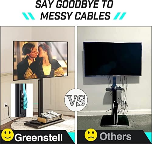 Greenstell TV Stand With Power Outlet, Stand Universal Floor TV por 32-70 polegadas, TVs - Altura ajustável,