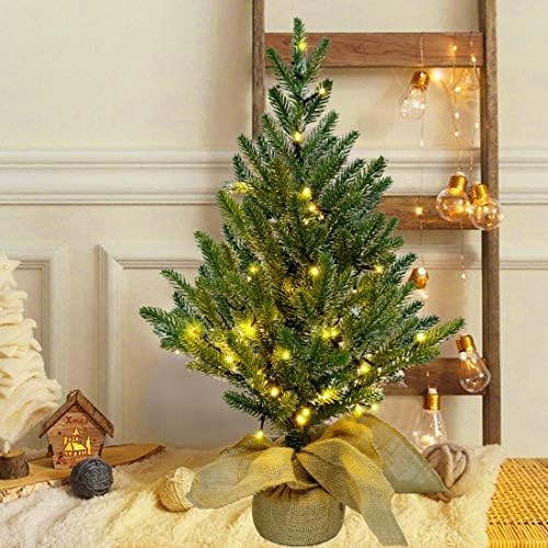 Juegoal 24 polegadas pré-iluminadas pinheiros de Natal, com 50 luzes de fadas brancas quentes árvores