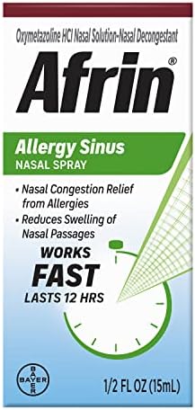 Afrin Allergy Sinus Spray nasal - Descongestão nasal rápida e poderosa de alergias, 0,50 fl oz