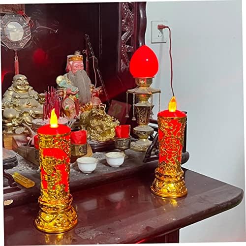 Holibanna Gold Trim Gols 1 par Lâmpada de Buda Decoração Chinesa Capas de velas lideradas Decoração reutilizável