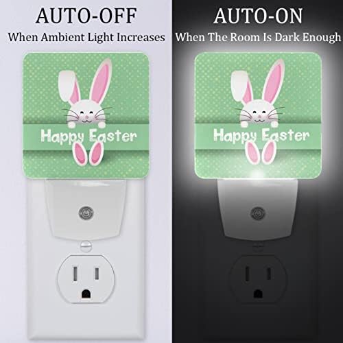 WallDor Cute-Evest-Bunny-on-Polka-Dot-Background Night Light, Dusk Smart To Dawn Sensor Warm White Led Nightlights