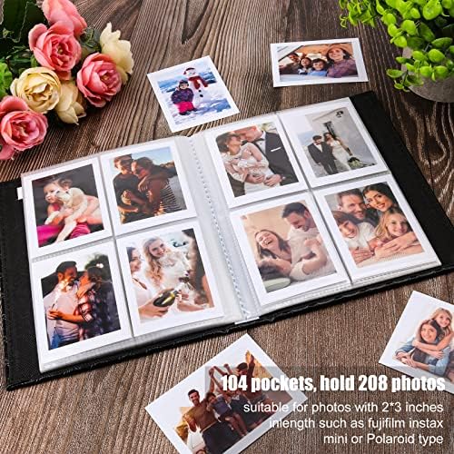 Recutms 2x3 Mini Foto Álbum ou Fujifilm Instax Polaroid 2x3 Livro do álbum de fotos Hold 208 Fotos Butronho Cover de couro preto Pequenos livros de fotos