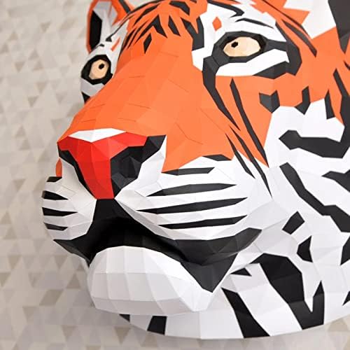 WLL-DP Simulação Tigre Formato da cabeça Diy Modelo de papel escultura criativa decoração de parede