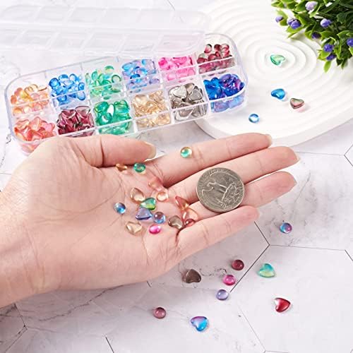 Fashewelry 240pcs/bolsa 3d vidro ab cor de decoração de unhas de colorido coração e vidro redondo cabocões de unhas de arte para decoração de arte de unhas diy