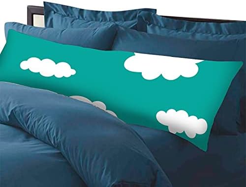 Padrão sem costura nuvens engraçadas na capa de travesseiro de corpo azul com zíper 20x54 Caso