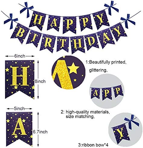 Yujiaonly 16º aniversário decorações de festa Banner de aniversário feliz número de ouro 16º balões Feliz aniversário