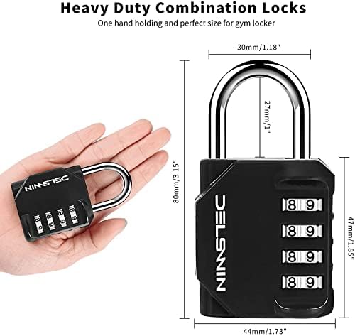 Delswin Lock Small Locker, cadeado de combinação de 4 dígitos resetável para academia e armário escolar, trava