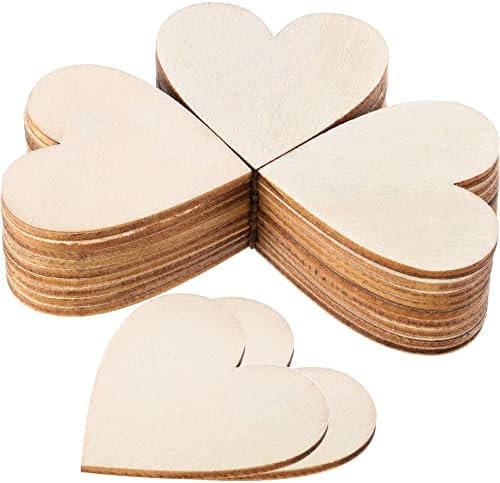 50 PCs enfeites de madeira, casamentos em forma de coração embelezamento diy recorte fatias de madeira inacabadas