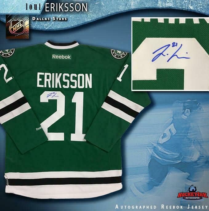 Loui Eriksson contratou a camisa de Dallas Stars Green Reebok - camisas autografadas da NHL