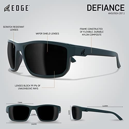 Defesa de Edge WayFarer Sunglasses de segurança, lentes azul espelho, ANSI/ISEA Z87, não deslizamento, anti-arranhão
