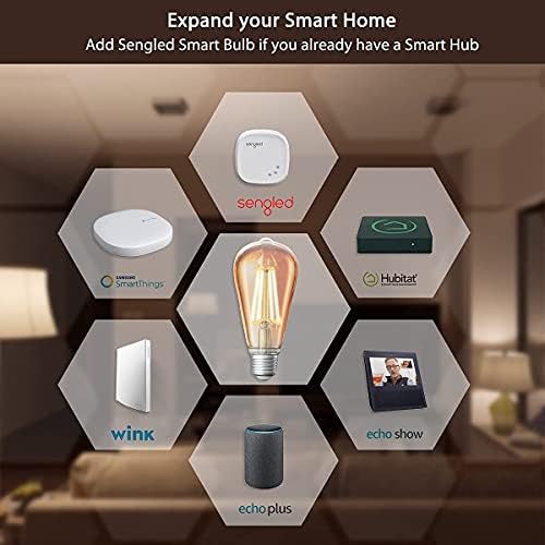 Pacote de lâmpada de Edison Shengled Edison 6pk com hub doméstico inteligente, lâmpada smart smart smart