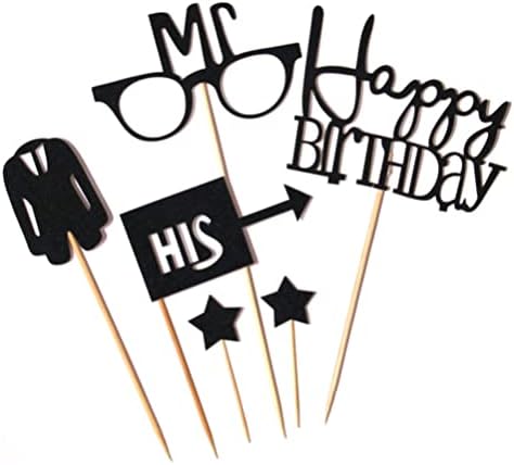 60pcs Creative Birthday Cake Toppers Feliz Aniversário Bolo de Alfabeto Plugue Black Glasses Terne Bolo