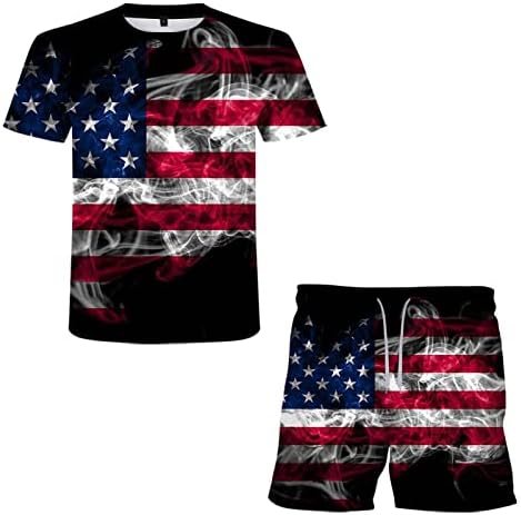 2023 Novo Independence Printing American Day Flag Sports 3D Men's Summer Men Suits & Sets Full Suit Full