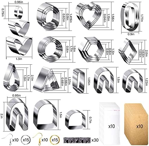 Wxj13 Cutters de argila de polímero Conjunto 33 formas Brincho de argila Cutters com 100 Brincos Acessórios