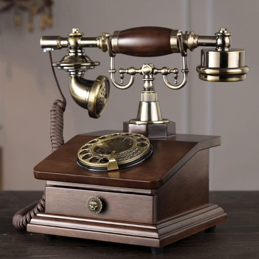 Telefone rotativo com fio retrô lepsjgc com toque eletrônico, 1 gaveta, telefone de discagem de estilo