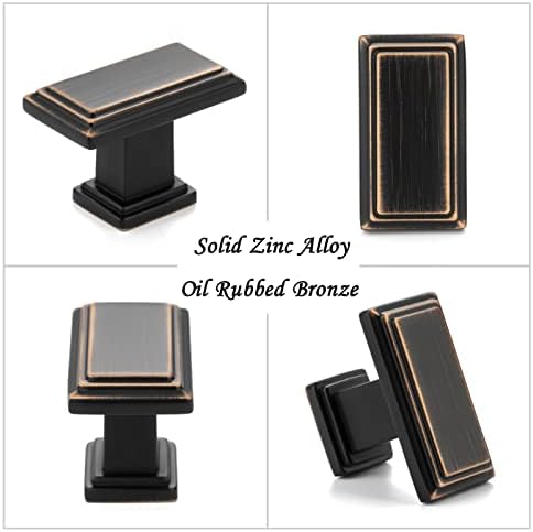 Askano Pack de 10, bronze esfregado a óleo, botão de cozinha escalonado ZK2206 | Retângulo Pull Pull, hardware