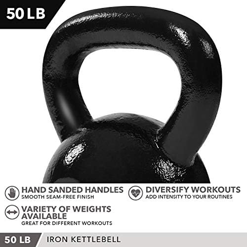 Dia 1 Fitness Kettlebell Pesos Ferro fundido - 11 opções de tamanhos, 5 libras -60 libras - Exercício balístico,