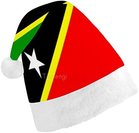 Chapéu de Papai Noel de Natal, Saint Kitts e Nevis Flag Hat de Natal para adultos, Hats de Natal de Comfort