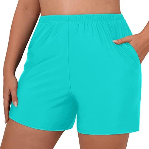 Shorts de natação para mulheres na cintura alta shorts coloridos de cor sólidos rápidos