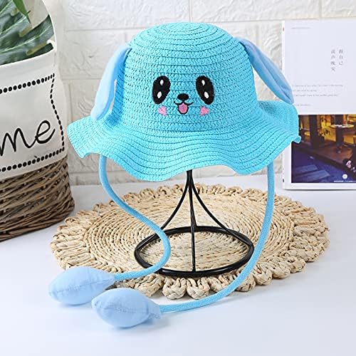 Chapéus de palha para crianças Rabbit Ears Baps de palha de verão com encaixe em movimento e brilho em chapéus