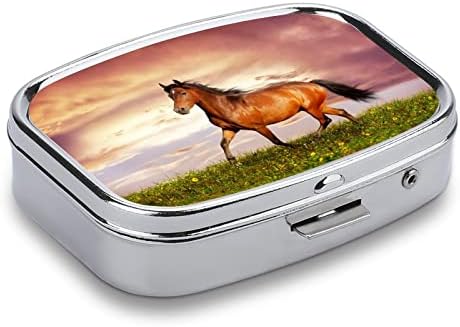 Caixa de comprimidos marrom cavalo marrom em forma quadrada case de comprimido portátil portátil Pillbox