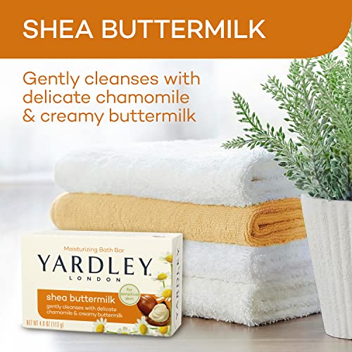 Yardley London Shea Buttermilk Skin Sensitive Skin naturalmente hidratante Bar, 4 onças